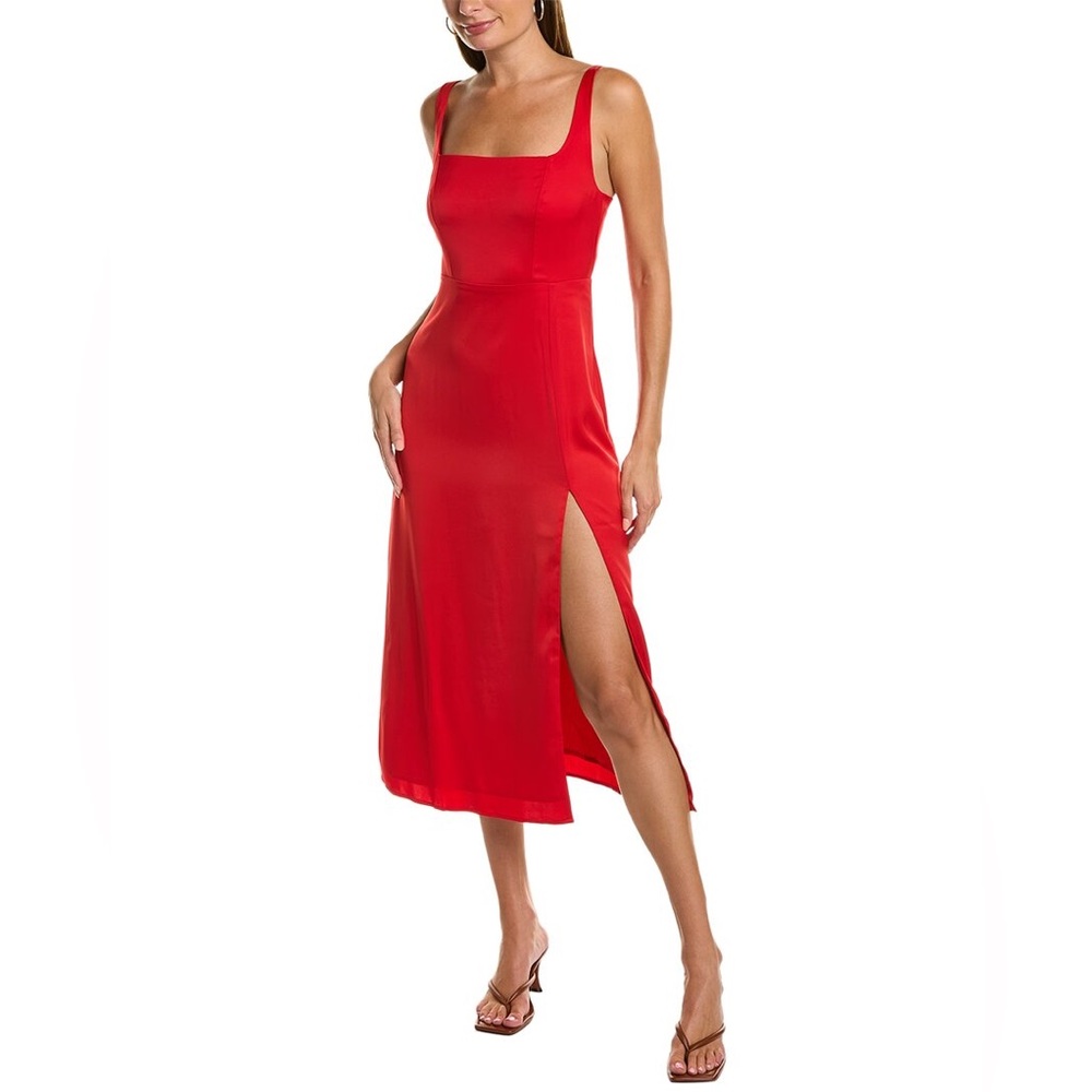 NWT O.P.T. x Revolve Red Midi Dress Side Thigh Slit Size Medium Valentine’s Day